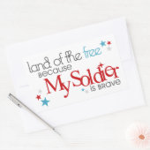 Land van de vrije omdat mijn soldaat dapper is rechthoekige sticker (Envelop)