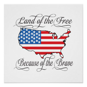 Land van de Vrije vanwege de Brave Patriotic US Perfect Poster