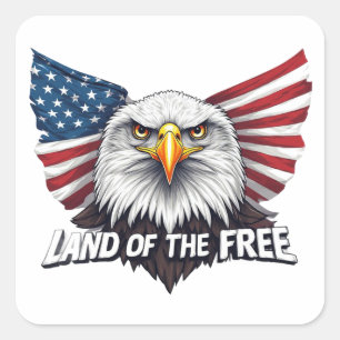 Land van de Vrijen, Amerikaanse Vlag Patriotisch Vierkante Sticker