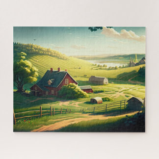Land van het platteland, Rolling Hills, Boerderij  Legpuzzel