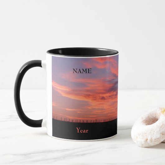 Land van Mok van levende skies koffie (Met donut)