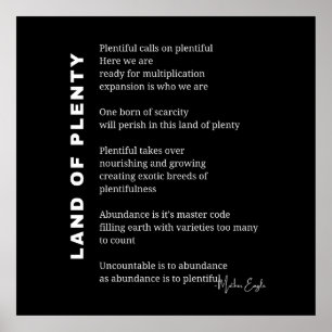 Land van veel aanmoediging gedicht muurpost poster