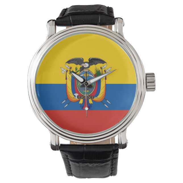 Land Vlag Ecuador Horloge (Voorkant)