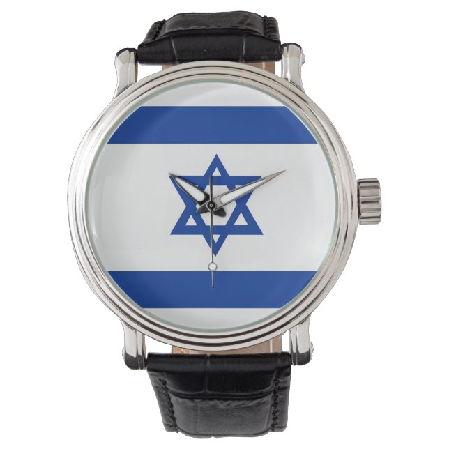 Land Vlag Israël Jood David Star Horloge (Voorkant)