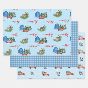 Land Vrachtwagen, Barn, Deer & Buffalo Plays Inpakpapier Vel