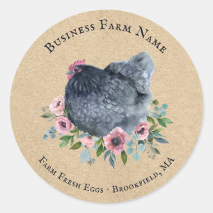 Land Waterverf Bloemen Boerderij Kip Hen Ronde Sticker
