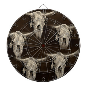 Land Western Bull Skull Rustic  Antiek Dartbord