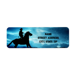 Land Western Cowboy en Paard Retouradres Etiket