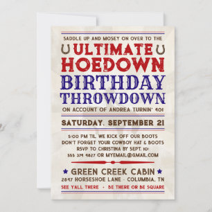 Land Western Cowboy Hoedown Party Invitation Kaart
