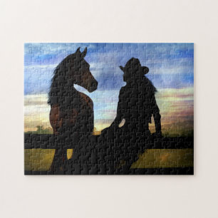 Land Western Cowgirl en paard Legpuzzel