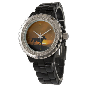 Land Western Cowgirl Horseback Riding Horloge