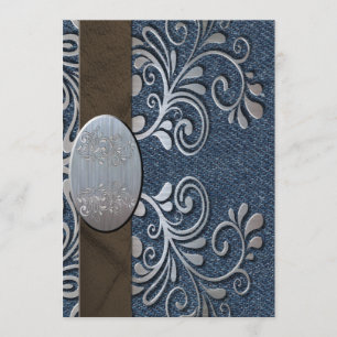 Land Western Denim Silver Buckle Weddenschap Kaart