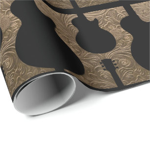 Land Western gitaar Cowboy Faux-geboost leder Cadeaupapier