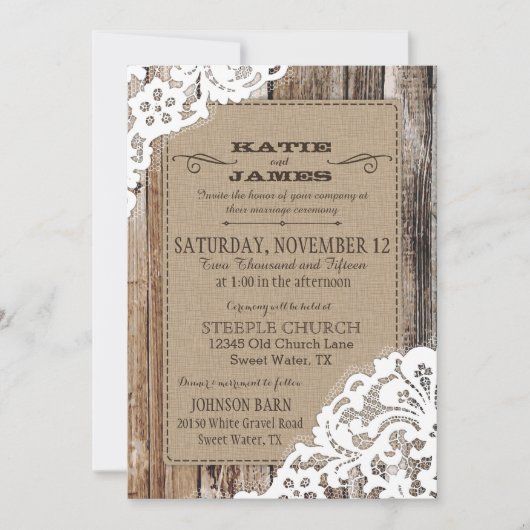 Land Western hout Rustic Wedding Kaart (Voorkant)