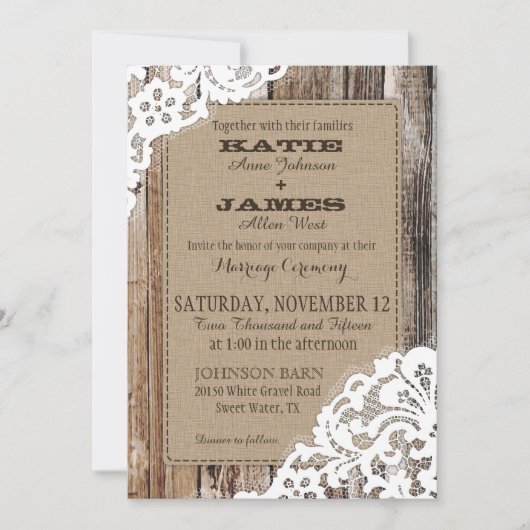 Land Western hout Rustic Wedding Kaart (Voorkant)