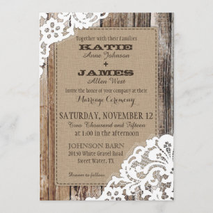 Land Western hout Rustic Wedding Kaart