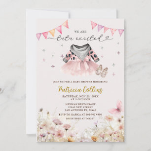 Land Western Meisje Tutu Floral Baby shower Kaart