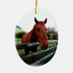 Land Western paard en hek Keramisch Ornament