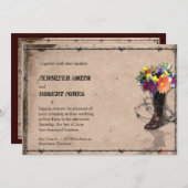 Land Western prikkeldraad bruiloft uitnodiging (Voorkant / Achterkant)