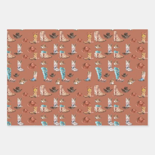 Land Western Rustiek Inpakpapier Set van 3 (Voorkant 2)