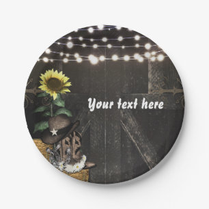 Land Western rustieke schuur deur bruiloft feest Papieren Bordje