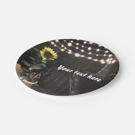 Land Western rustieke schuur deur bruiloft feest Papieren Bordje (Gekanteld)