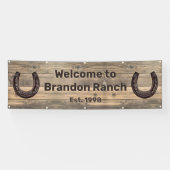 Land Western Rustin Barn Wood Hoefijzer Welkom Spandoek (Horizontaal)