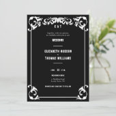 Land Western  Zwart Wit Formele Bruiloft Kaart (Staand voorkant)
