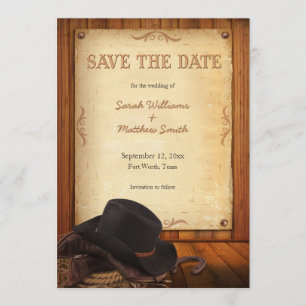 Land Westerne bruiloft Opslaan datum Save The Date