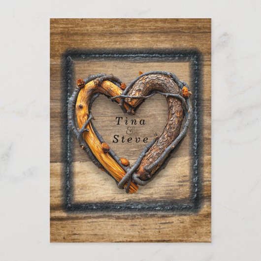 Land Westerne bruiloft Twig Lijst Wagon Wheel Menu (Achterkant)