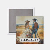 Land Westerne bruiloft Waterverf Magneet (Voorkant / Achterkant)