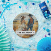 Land Westerne bruiloft Waterverf Papieren Bordje (Feest)