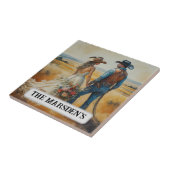 Land Westerne bruiloft Waterverf Tegeltje (Zijkant)