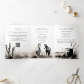 Land Westerne Cowboy Art Sketch All One Wedding Drieluik Uitnodiging (Binnen)