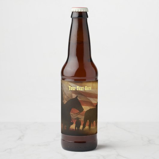 Land Westerne Cowboy Bier Etiket (Voorkant)