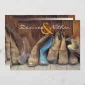 Land Westerne Cowboy Boots Wedding Uitnodiging (Voorkant / Achterkant)