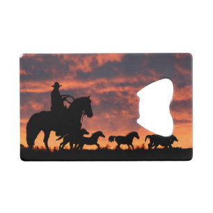 Land Westerne Cowboy Horses Rodeo Roundup Kredietkaart Flessenopener