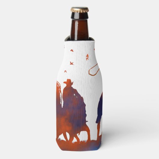 Land Westerne Cowboy Roping White Flesjeskoeler (Fles Voorkant)