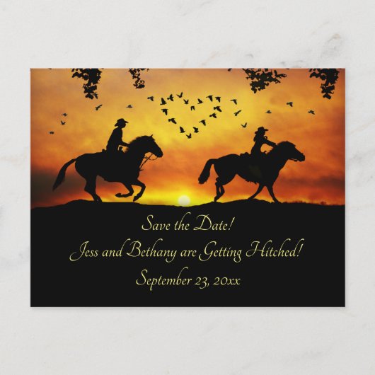 Land Westerne cowboy Rustic Save the Date Uitnodiging Briefkaart (Voorkant)