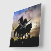 Land Westerne Cowboy Steer Roping Vierkante Klok (Hoek)