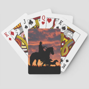 Land Westerne cowboy wilde paarden Pokerkaarten