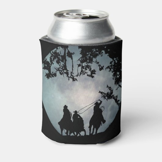 Land Westerne cowboys en Full Moon Roping Blikjeskoeler (Blikje Achterkant)