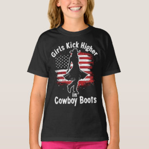 Land Westerne Cowgirl Girls Kick Hoger In Boots T-shirt