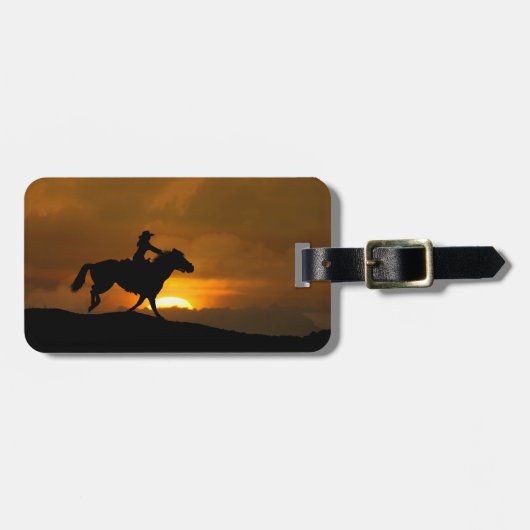 Land Westerne Cowgirl Sunset Bagagelabel (Voorkant horizontaal)