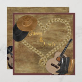 LAND WESTERNE GUITAR WEDDING INVITATION KAART (Voorkant / Achterkant)