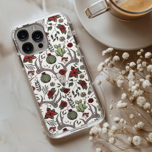 Land Westerne Kerst Bloemen Herten Hoofd Schedel iPhone 13 Pro Max Hoesje