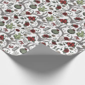 Land Westerne Kerst Bloemen Rendier Schedel Cadeaupapier (Hoek)