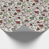 Land Westerne Kerst Bloemen Rendier Schedel Cadeaupapier (Hoek)