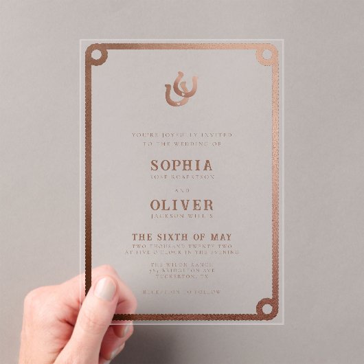 Land Westerne moderne bruiloft Acryl Uitnodigingen (Insitu (Draagbaar))