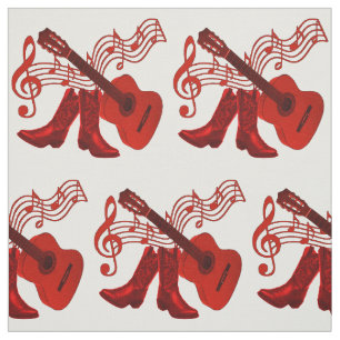 Land Westerne Muziek Red Guitar en Boots Stof